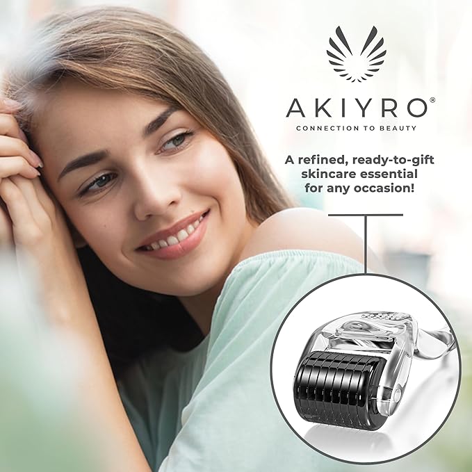 Derma Roller 0.30mm - Microneedle Roller with Storage Case - 192 Micro Needling Dermal Tool for Face, Beard, Scalp & Body - At Home Microneedling Skin Care Device for Women & Men (Black)