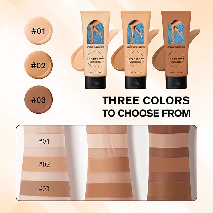 Leg Makeup Waterproof with Brush, No Transfer Body Makeup for Legs Full Coverage Waterproof Concealer, Scar & Tattoo Cover Up for All Skin Tones, Long Lasting Makeup (#01)