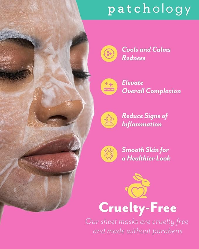 Patchology Moodmask The Good Fight Facial Sheet Mask - Hydrating & Soothing Face Mask for Men and Women - Willow Bark, Tea Tree & Peppermint for Moisture and Skin Support