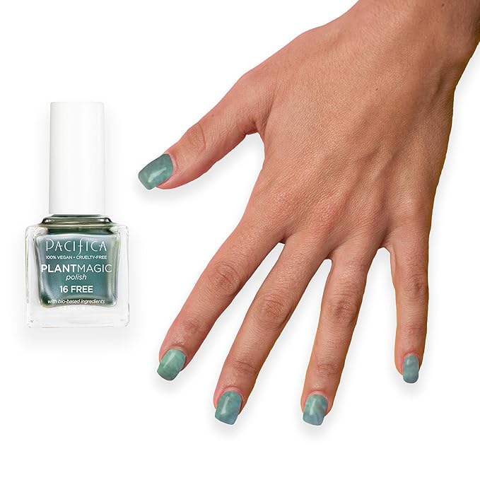 Pacifica Natural Nail Polish – Plant Magic Glitter Green Nail Polish - Plant Based, Non-Toxic & Clinically Tested - Lasting Colors, Glossy, Chip-Resistant, Clean Beauty, Dermatologist Approved Abalone