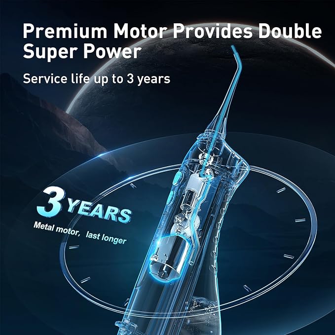 COSLUS Water Dental Flosser Teeth Pick: Portable Cordless Oral Irrigator 300ML Rechargeable Travel Irrigation Cleaner IPX7 Waterproof Electric Flossing Machine for Teeth Cleaning C20(F5020E) Pink