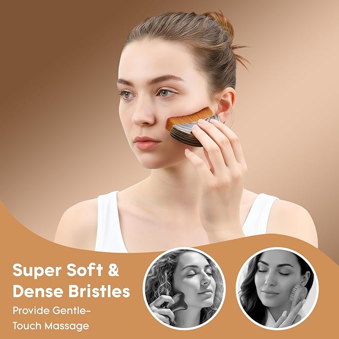 Lymphatic Contour Face Brush，Hoyecl Soft Lymphatic Drainage Facial Brush Contour Massage Brush, Gua Sha Brush for Face, Glow Skin and Sculpt Face