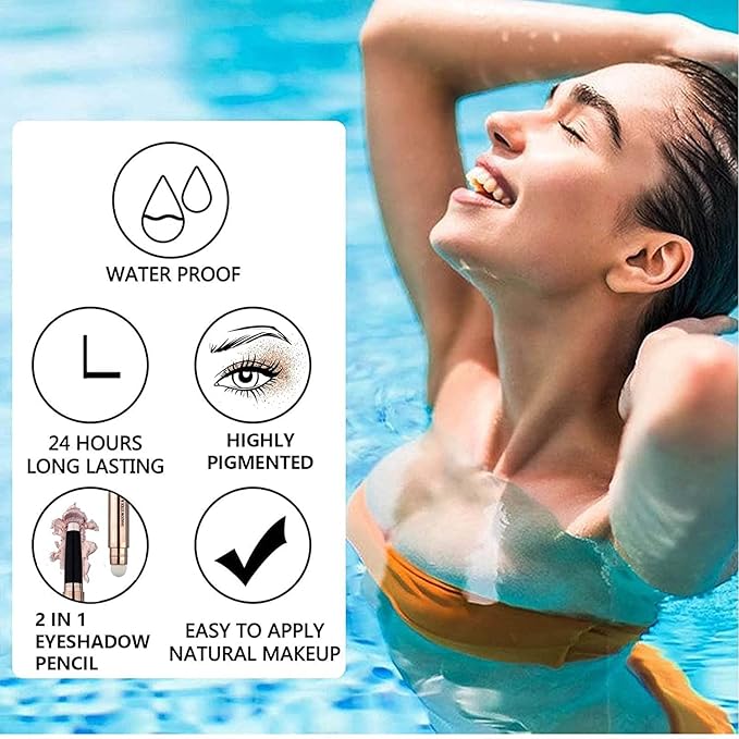 Nude Rose Gold Eyeshadow Stick Cream Smooth Single Eyeshadow Pencil Shimmer Crayon Palette Hypoallergenic Waterproof Eye Shadow Highlighter Stick Makeup Eye Liner Pen Dimensional Eyes Look