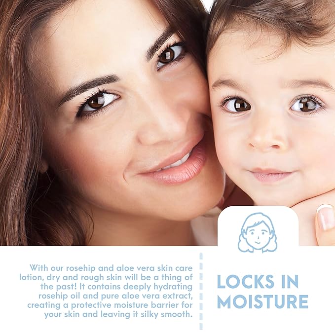 Natural Tone Organic Skincare Rosehip Aloe Lotion, Everyday Skin Conditioner and Hydrator Lotion 8oz