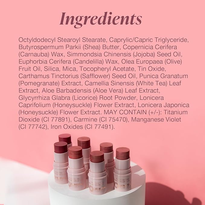 Mineral Fusion 3-in-1 Color Stick, Instant Color Pop, Creamy Multi-Use Blush Stick for Cheek, Lip & Eye, Hydrating, Organic Natural Makeup, Rosette