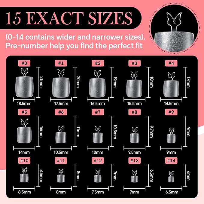 Square Gel Toe Nail Tips: 360Pcs 15 Sizes Full Cover Press On Toenails Long Wider Fake Toe Nails Soft Gel Pre-etched Double Matte For Nail Extensions Home DIY Nail Salon