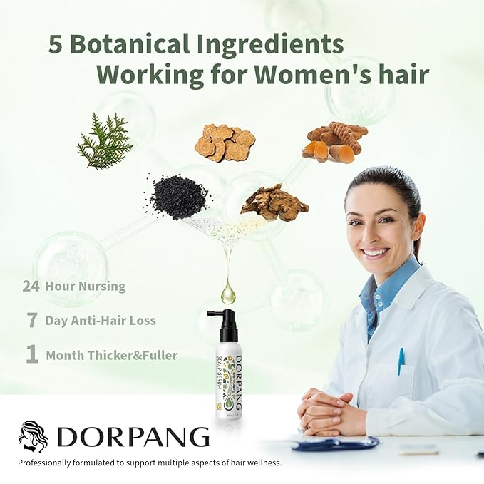 Hair Growth Serum, Women's Anti-Hair Loss Scalp Treatment, Helps with Severe Signs of Thinning, Non-Greasy, No-Rinse, Cruelty-Free, Vegan.