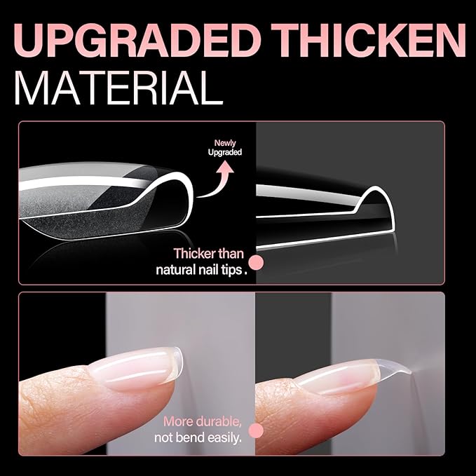 AILLSA Extra Short Square Nail Tips - 240pcs Thickened Pre-filed False Nail Tips Half Matte Nails Tips, Fake Nails for Gift