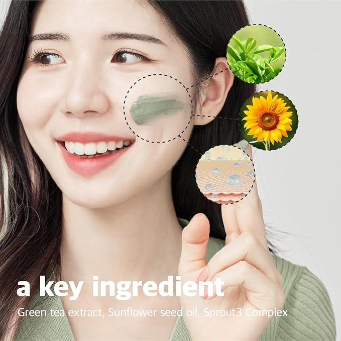 LICORNE Vegan Jeju Green Tea Clay Mask - Matcha and Dead Sea Minerals, Spa Facial Mask Set for Pore Wash-Off Pack 3.38fl.oz Korean Skincare