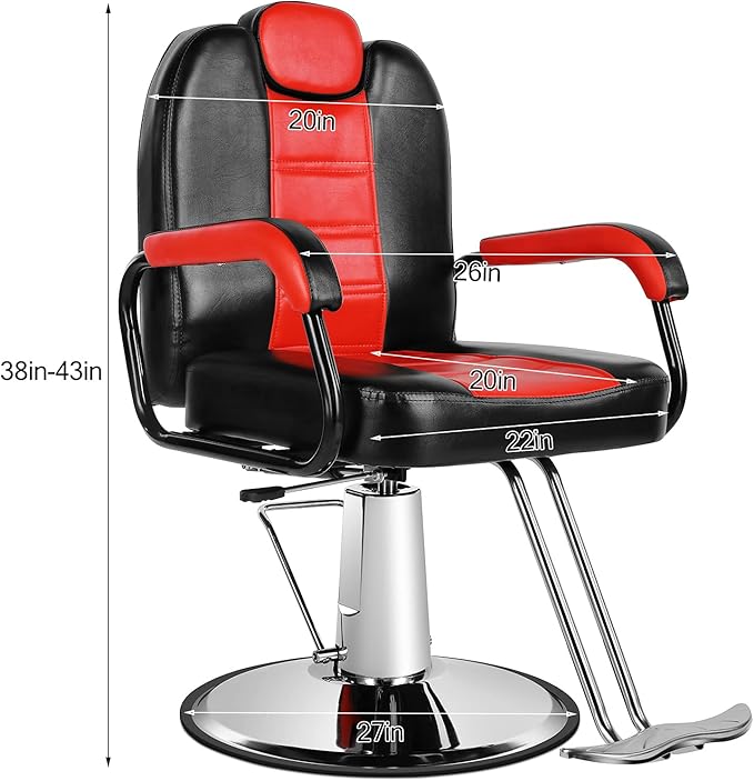 Artist hand Salon Chair for Hair Stylist Reclining Barber Chair Heavy Duty Hydraulic Hairdresser Chair Spa Furniture Shampoo Extra Wider Seat Beauty Hair Salon Equipment