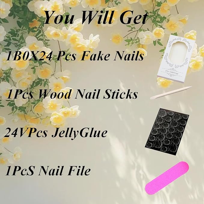 Flower Press on Nails Leopard Print French Tip Fake Nails Long Almond False Nails Hawaiian Floral Water Ripple with Gold Line Design Gradient Glue on Nail for Women Decor Manicure Supplies