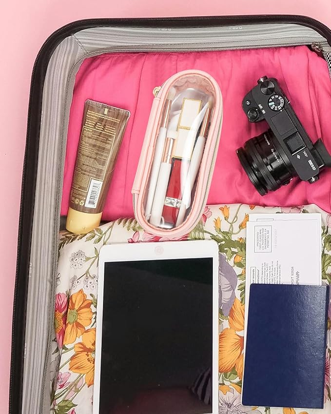 Clear Makeup Bag Small, TSA Approved Portable Toiletry Bag with Zipper Cosmetic Travel Bag Makeup Organizer Case Mini Makeup Pouch for Purse Car Organizer Bag for Women Men