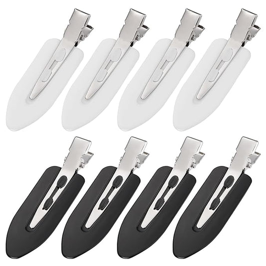8Pcs No Bend No Crease Hair Clips - Styling Duck Bill Clips Alligator Hair Barrettes for Styling Sectioning Small Gifts for Women Girl Salon Hairstyle Hairdressing Bangs Waves, Black & White