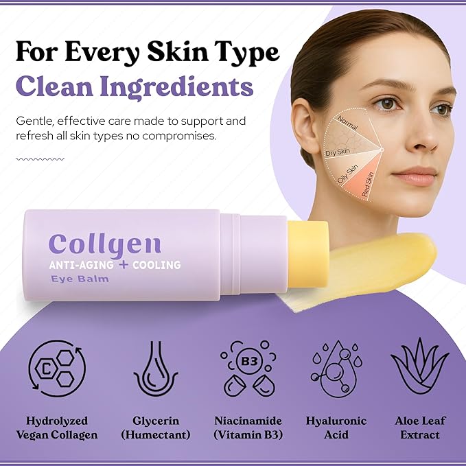 BellaBLISS Collagen Eye Balm Stick for Dark Circles, Puffiness & Wrinkles – Cooling Under Eye Cream with Collagen, Anti-Aging & Hydrating Formula – Made in Korea - 0.35 oz / 10 g - Pack of 2