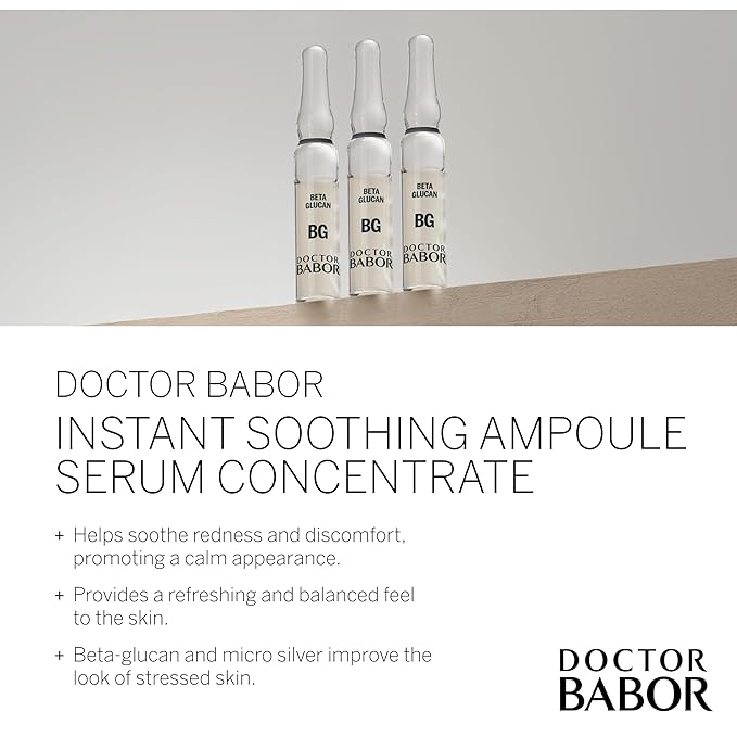 Doctor BABOR Instant Soothing Ampoule Serum Concentration | Ampoules for the Face | Immediate Soothing & Anti-Redness | For Sensitive and Stressed Skin | Beta Glucan | Vegan | 7 x 2 ml