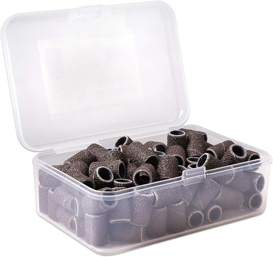 PANA 100 Pieces Nail Sanding Bands Professional Nail Manicure Great Fit for Nail Drill Bits for Acrylic Nails (80 Grit, Brown)