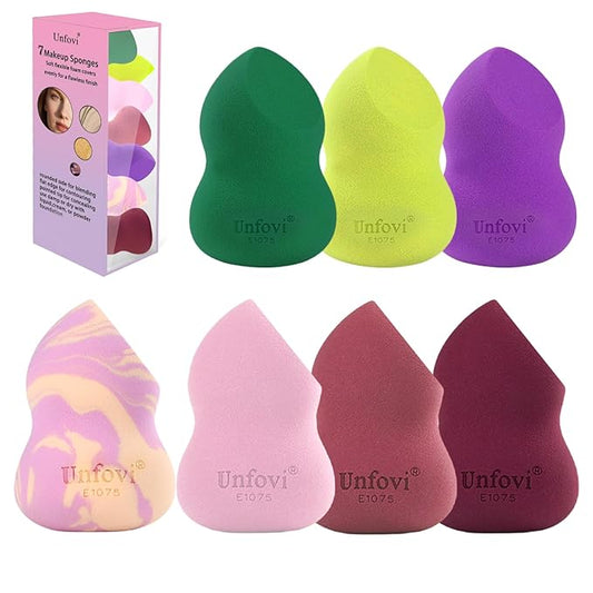 7-Pack Colorful Makeup Sponge Set - Latex-Free Makeup Sponges for Foundation & Concealer, Ultra Soft Blending Cosmetic Sponge with Gourd-Design, Quick-Dry & Save Liquid Foundation