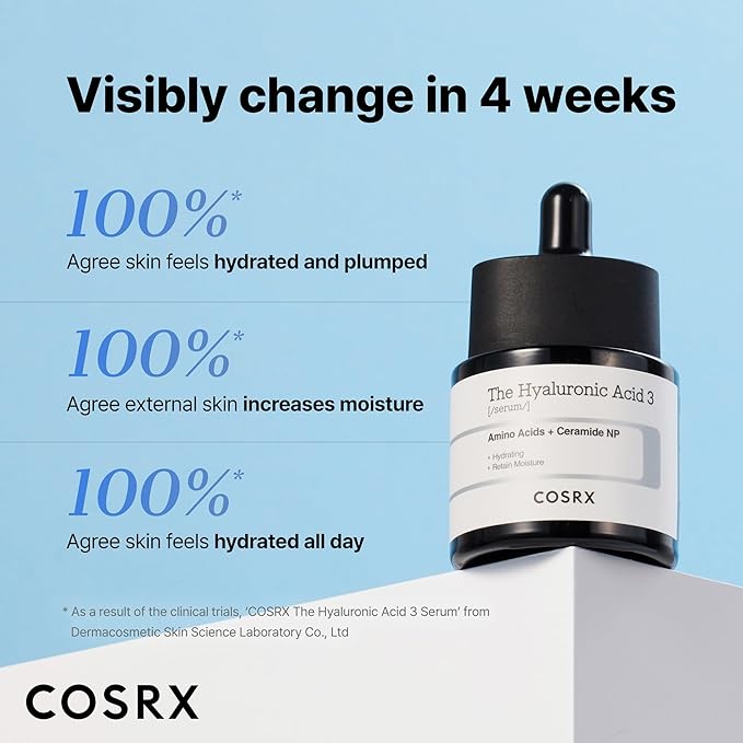 COSRX Pure Sodium Hyaluronic Acid 3% Serum, Hydratying & Moisture Boosting for Fine Lines & Wrinkles, Repair Dry Skin, 0.67fl.oz/20ml, No Artificial Fragrance, Korean Skin Care, Stocking Stuffers