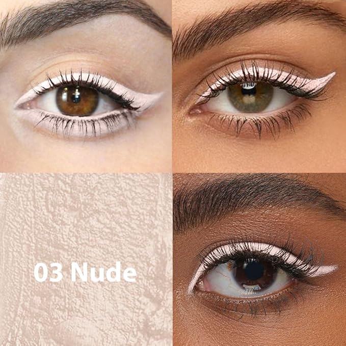 Kaely Beige White Eyeliner Pencil for Waterline, Sharpenable Multi-Use Peach Nude Gel Eyeliner, Eye Liner Waterproof Smudge proof, Smooth Eye Makeup Liners, delineador de ojos contra el agua, 03