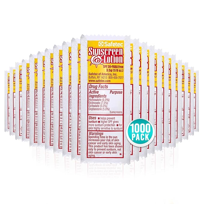Sunscreen Lotion, SPF30 Protection and PABA Free, Individual Packets of Sunscreens (Pack of 1000) – Travel Size Sun Screen for Outdoors, Bundled with reclosable Homesphere bag