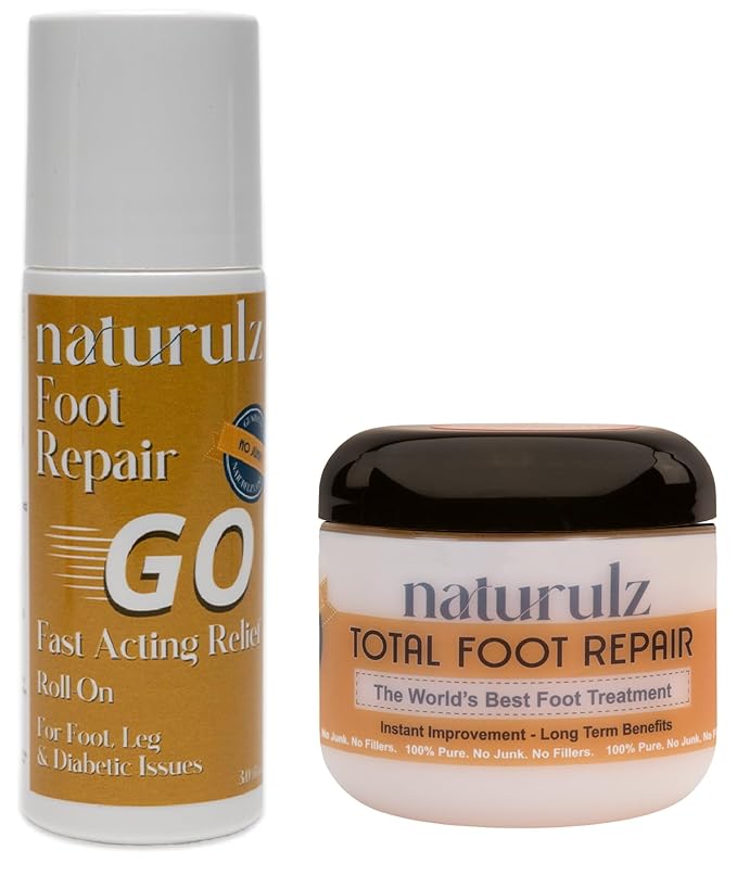 Naturulz Total Foot Repair Bundle & Save – 3oz No Junk Callus Remover Roll On & 4oz Topical Foot Cream for Dry Cracked Heels & Feet, Moisturizer for Feet, Knees, Elbows & Hands, Repairs Cracked Skin