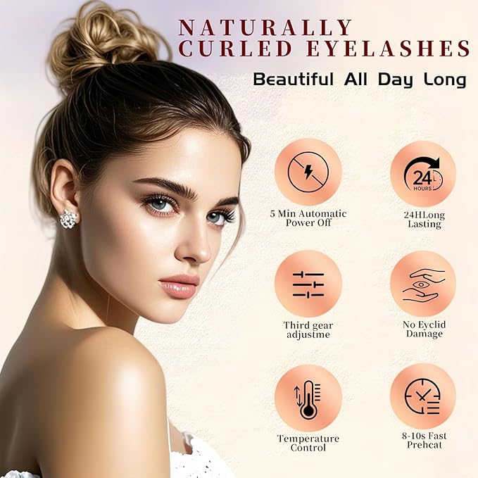 Heated Eyelash Curler - 2 in 1 Clip-Type Eyelash Curlers - Electric Eyelash Curler Rechargeable for 24H Long Lasting, 3 Heating Modes, 8S Fast Heating, Makeup Tool Gifts for Women Girls, Black-EA