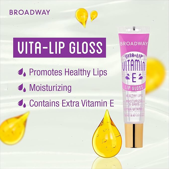 Ruby Kisses Broadway Vita-Lip Clear Lip Gloss (8 Pack), Ultra-Hydrating & Soothing Formula with Vitamins, High-Shine Non-Sticky Finish Lip Balm with Mint, Rosehip, Coconut, Mango, Argan, Honey, Shea