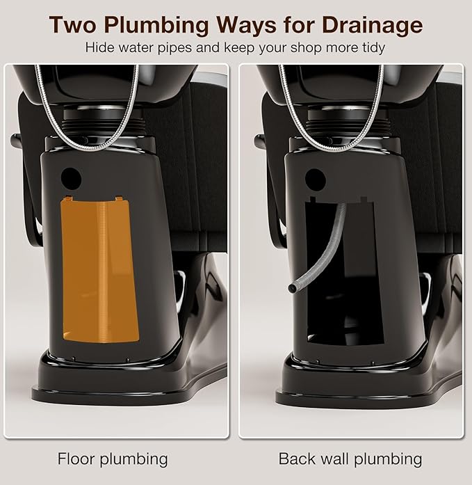 SyyBhb Shampoo Chair and Bowl for Salon, Head Spa Waterfall and Sprayer, Tilting ABS Bowl, Distance Adjustable Seat, Barbershop Spa Equipment