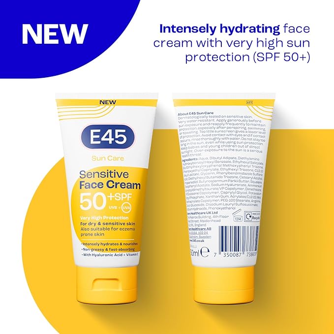 E45 SPF50 Sensative Face Cream, 1.69 Fl Oz (Pack of 1)