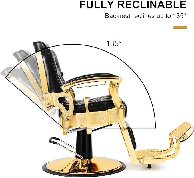 Artist hand Barber Chair Salon Chair Spa Equipment Vintage Heavy Duty Barber Chair(Gold)