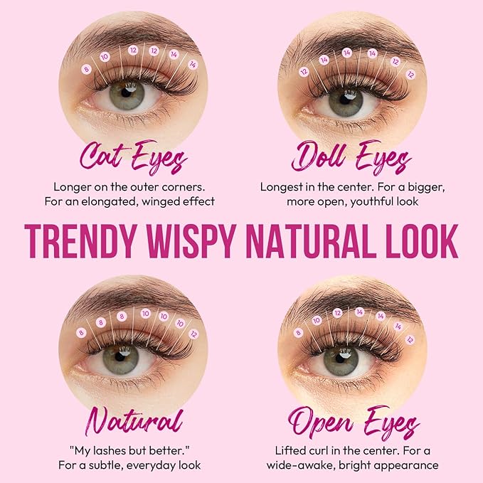 DIY Wispy Individual Lash Clusters 96pcs 20D CC Curl 0.07 9-16mm Mixed Lengths - Eyelash Clusters Wispy Volume Natural Look Eyelash Extension at Home by Eyesy Lash