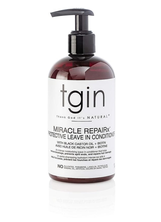 Thank God It's Natural tgin Miracle RepaiRx Protective Leave In Conditioner for Curly, Coily, Wavy Hair includes Biotin, Black Castor Oil, Repairs, Restores Damaged, Color-Treated Hair, 13 oz