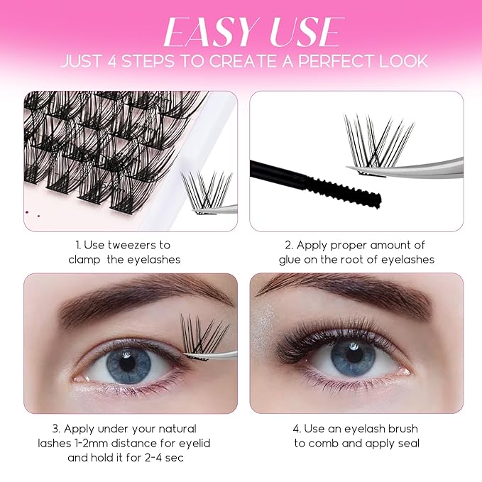 Lash Clusters DIY Eyelash Extensions 175 Clusters Lashes D Curl 0.07 Natural Individual Lash Extensions Mixed Tray False Eyelashes Soft & Strong Thin Band DIY at Home (F26+F27-0.07D, 8-16mm)