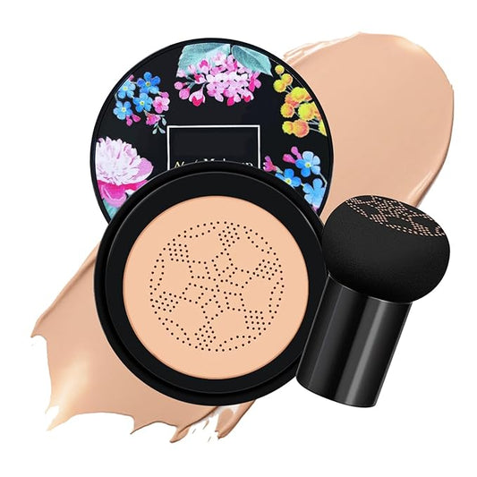KYDA Mushroom Head Air Cushion BB Cream,Concealer Lasting Nude Makeup Moisturizing Pigment CC Liquid Foundation, Even Skin Tone Makeup Base Primer-Buff Beige