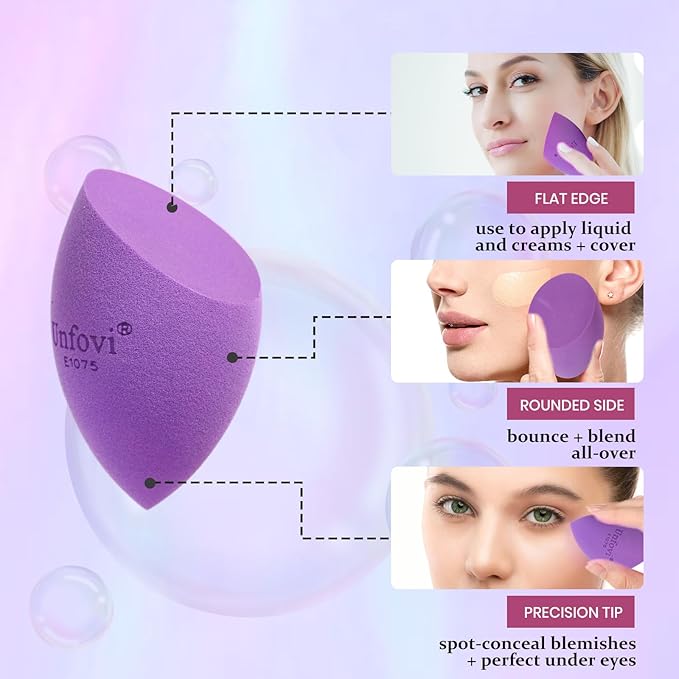 7-Pack Makeup Sponges Set - Angled Teardrop Beauty Blenders, Non-Latex Ultra-Soft & Quick-Dry, Hygienic Cosmetic Sponges for Seamless Liquid/Powder Blending (Multicolor)