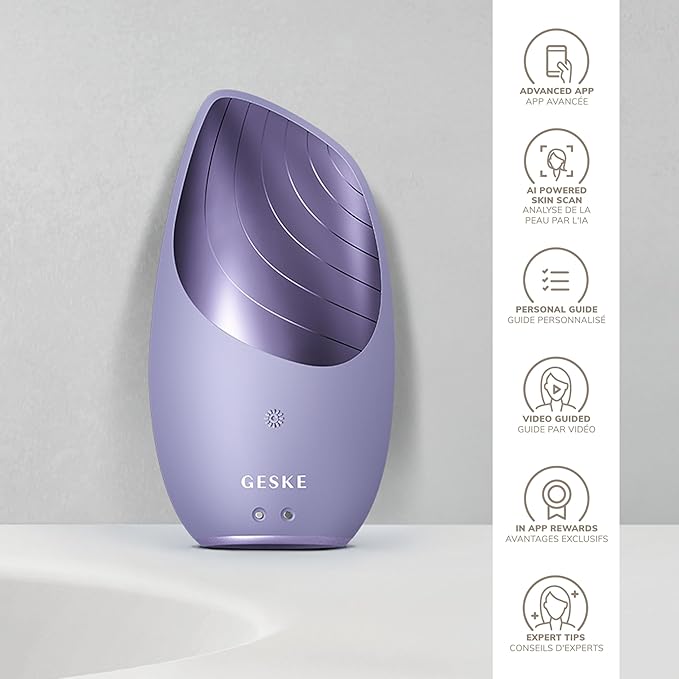 GESKE SmartAppGuided Sonic Thermo Facial Brush | 6 in 1 | Skin Cleansing | Cleansing Brush with Thermal Function | Electric Facial Massager