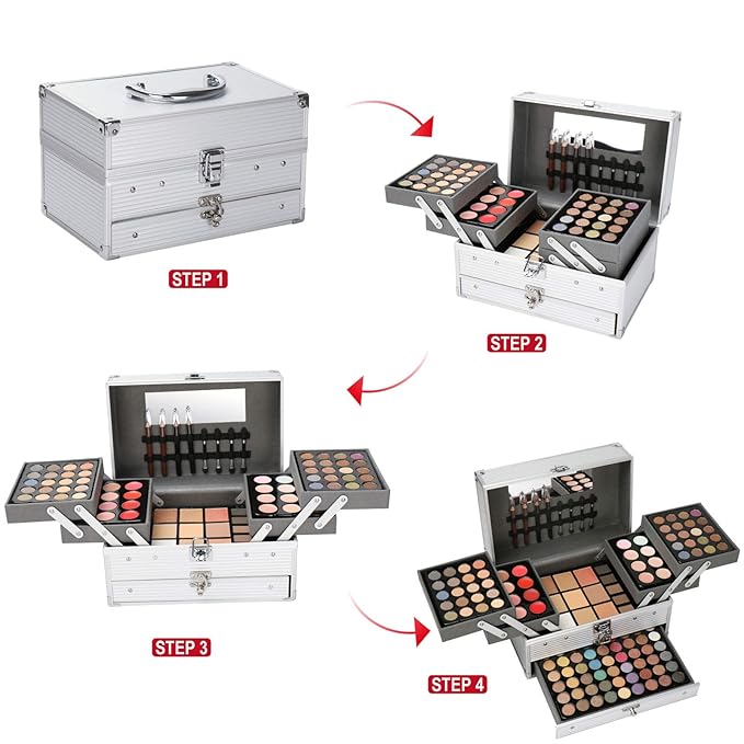 Professional 132 Colors All-in-one Makeup Palette Cosmetic Contouring Kit Combination with Eyeshadow, Cream Concealer, Eyebrow Powder, Lip Gloss Blusher and Pressed Powder
