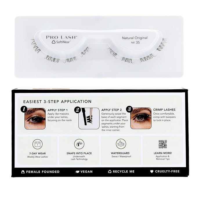 Pro Lash SoftWear Clean Girl Mini Lash Clusters Kit - Natural-Looking, Lightweight Lashes - 7-Day Cluster Eyelash Extensions Waterproof Lashes Clusters - Single Set - Original No. 35