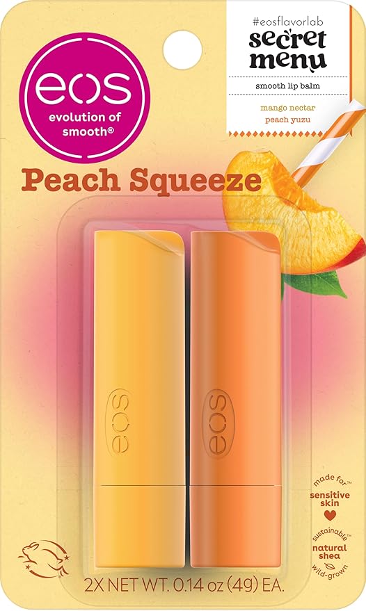 eos Flavor Lab Secret Menu Lip Balm - Peach Yuzu, Limited-Edition, Moisturizing, Hydrating, Dry Lips, Variety Pack, 0.14 oz, 2-Pack
