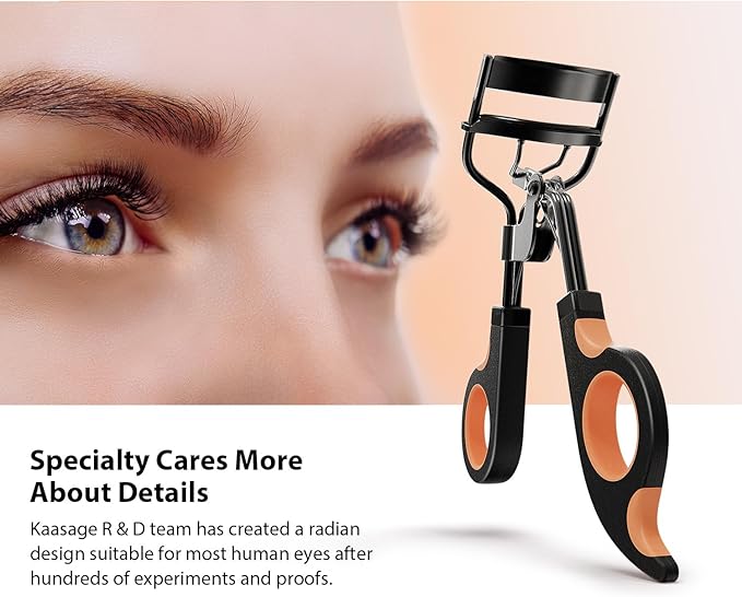 Kaasage Eyelash Curler with Pads, Lash Curler with 5 Extra Silicone Replacement Pads, Achieve Perfect Curls in 5 Seconds