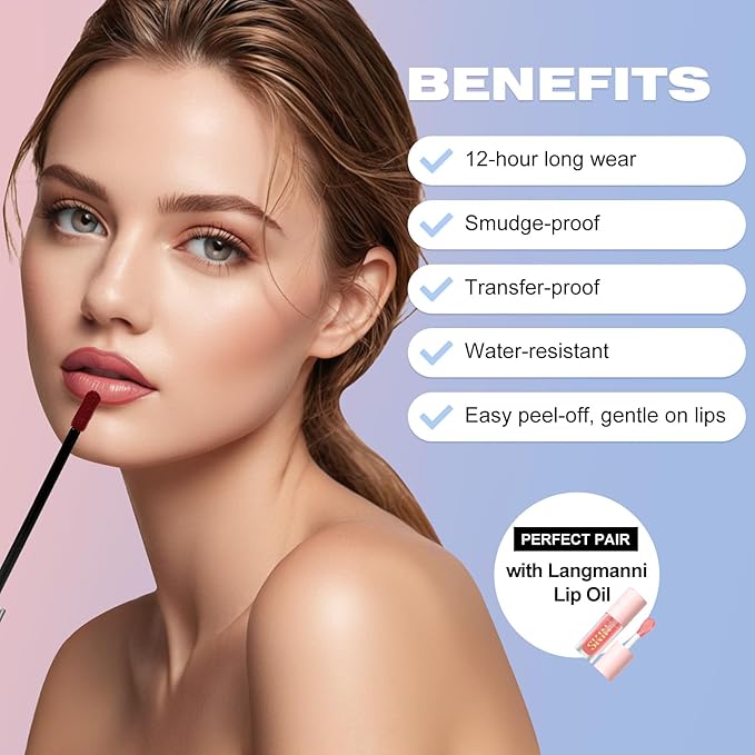 LANGMANNI Long-Lasting Peel Off Lip Liner Set, Waterproof & Smudge-Proof Matte Lip Liners Gift Makeup For Girls（#3）