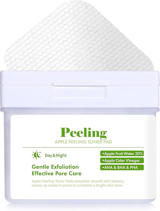 DERMAL Apple Peeling Toner Pad – Gentle Exfoliating and Hydrating Toner Pads with AHA, BHA, and PHA for Smoother, Radiant Skin - Facial Peels, Resurfacing Facial Exfoliants, 80pads