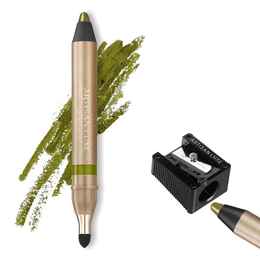 Artisan L'uxe Beauty Jumbo Eyeliner Pencil & Sharpener Smokey Eyes in 3 Minutes Water Proof, Smudge Proof, Long Lasting Age Defying Essential Oils (Shade: Persuasion Olive Green)