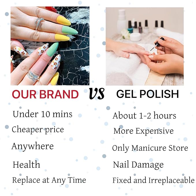 24 Pcs Press on Nails Almond Short Fake Nails Multiple Color Glossy Full Cover with Floral Designs Glue on Nails Reusable Acrylic Nails Removable Stick on Nails for Women Girls