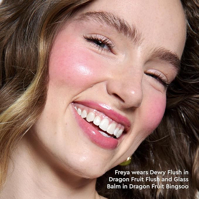 Glow Recipe Niacinamide Dewy Flush Tinted Liquid Blush Serum - Glowy Blush for Cheeks to Smooth, Hydrate & Brighten - Liquid Korean Makeup with Buildable Soft Pink Tint - Dragon Fruit Flush (0.4 oz)