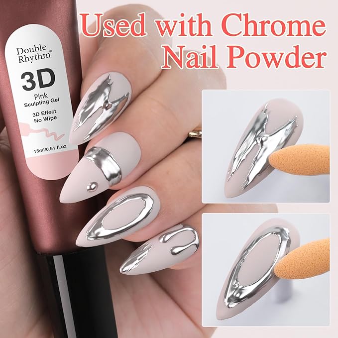 Double Rhythm 0.5 Oz 3D Nail Gel Nail Art Sculpting Gel No Wipe Gel Polish for Nail Designs DIY Nail Art for Drawing, Molding, Sculpture and Decoration (3D Sculpting Gel Pink)