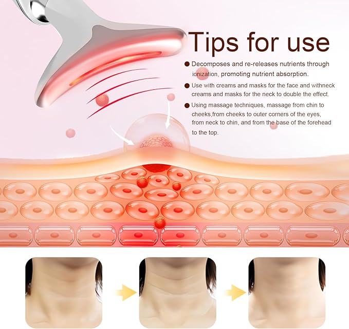 Red-Light-Therapy-for-Face and Neck, Facial Massager for Face and Neck, 7 Color Face Neck Massager for Skin Care, at-Home Face Tool for Skin Care