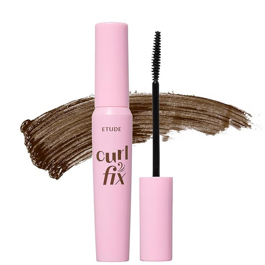 ETUDE Curl Fix Mascara, Lash Mascara, Strong Curl Up, Long-Lasting, Waterproof, Light-Weight, Korean Makeup, Beauty, Vegan Certified, Brown (0.27 Fl Oz)