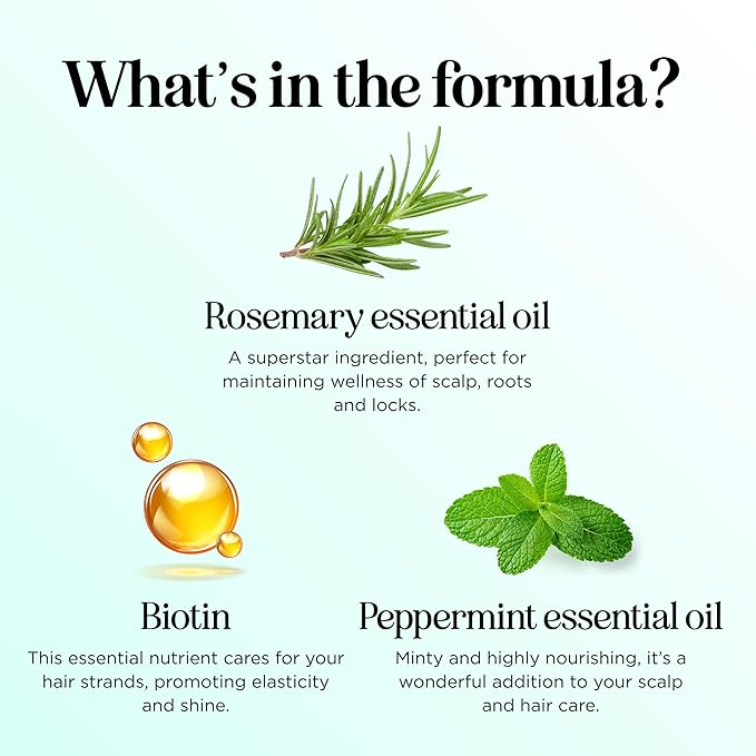 Rosemary Water Spray for Hair & Scalp - Biotin Rosemary Rice Water Spray with Nourishing B Vitamins Ginseng Extract and Peppermint Oil - Dry Hair & Scalp Treatment - Vegan & Cruelty-Free (4 Fl Oz)