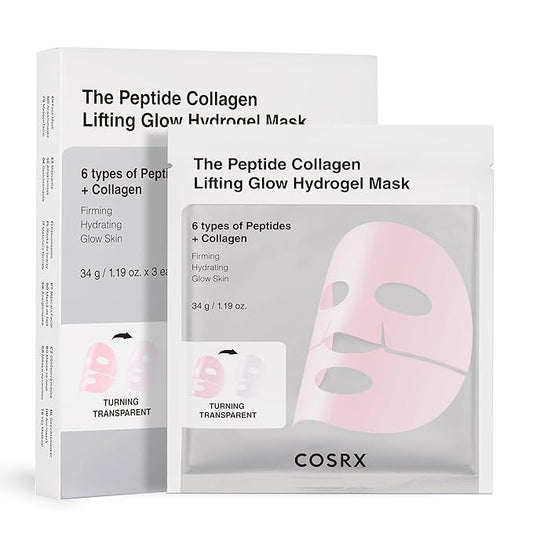 COSRX Pink Peptides Collagen Lifting Glow Hydrogel Face Masks Skincare 3 EA, Collagen Face Mask, Travel Essentials, Overnight Face Mask, Korean SkinCare, Stocking stuffers for women